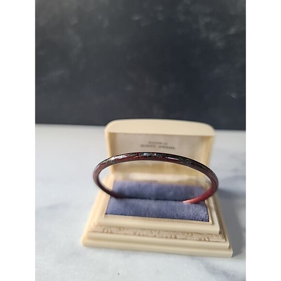 Cloisonne Floral Enamel Bangle Bracelet Vintage - Picture 3 of 10